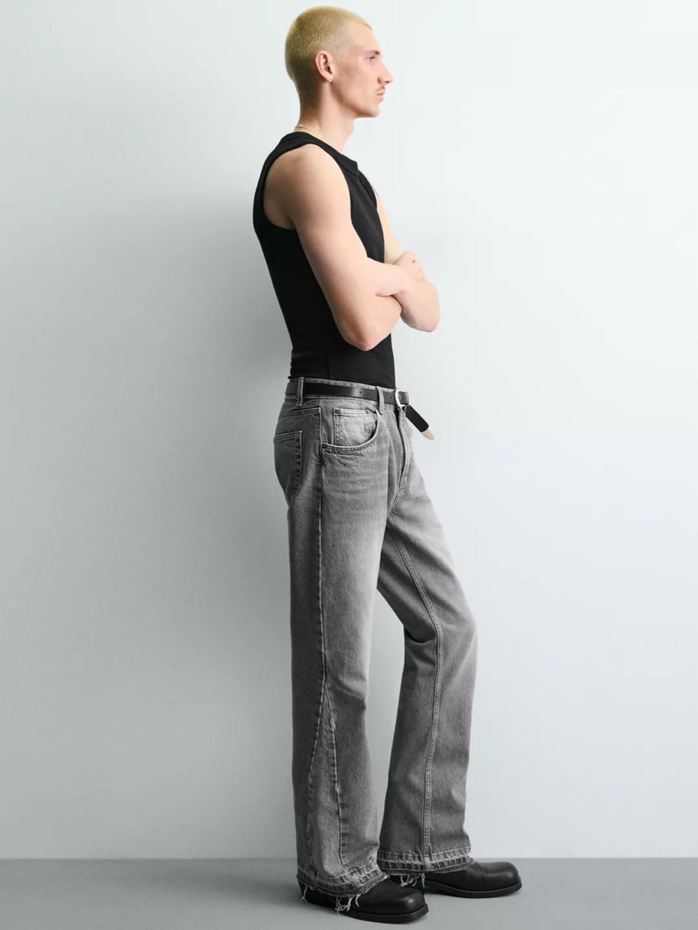 Zara Men's Black-Grey flare ( loose fit)